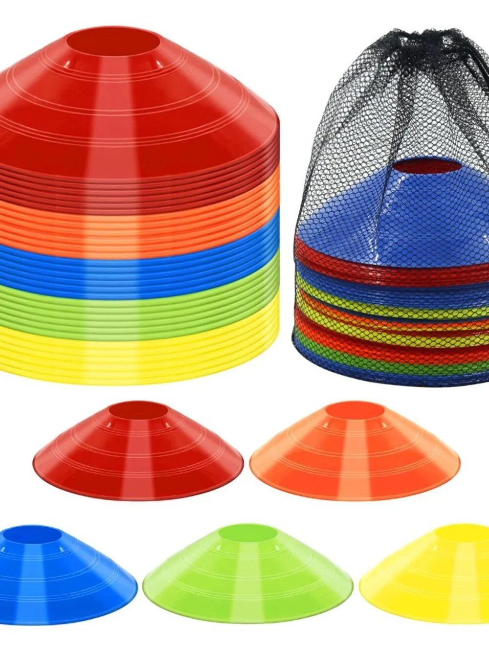 60/30 Pack Soccer Training Cones - Agility Cones with Carry Bag, Sturdy Disc Con